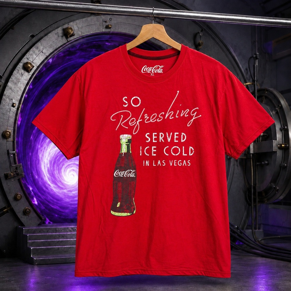 Coca-Cola Las Vegas Graphic Tee Red XL Retro Soda Bottle Souvenir Shirt